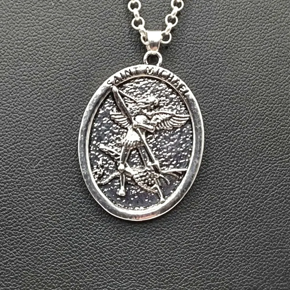 925 Silver Necklace W/ Saint Michael Archangel Pendant Valentines Birthday Gift